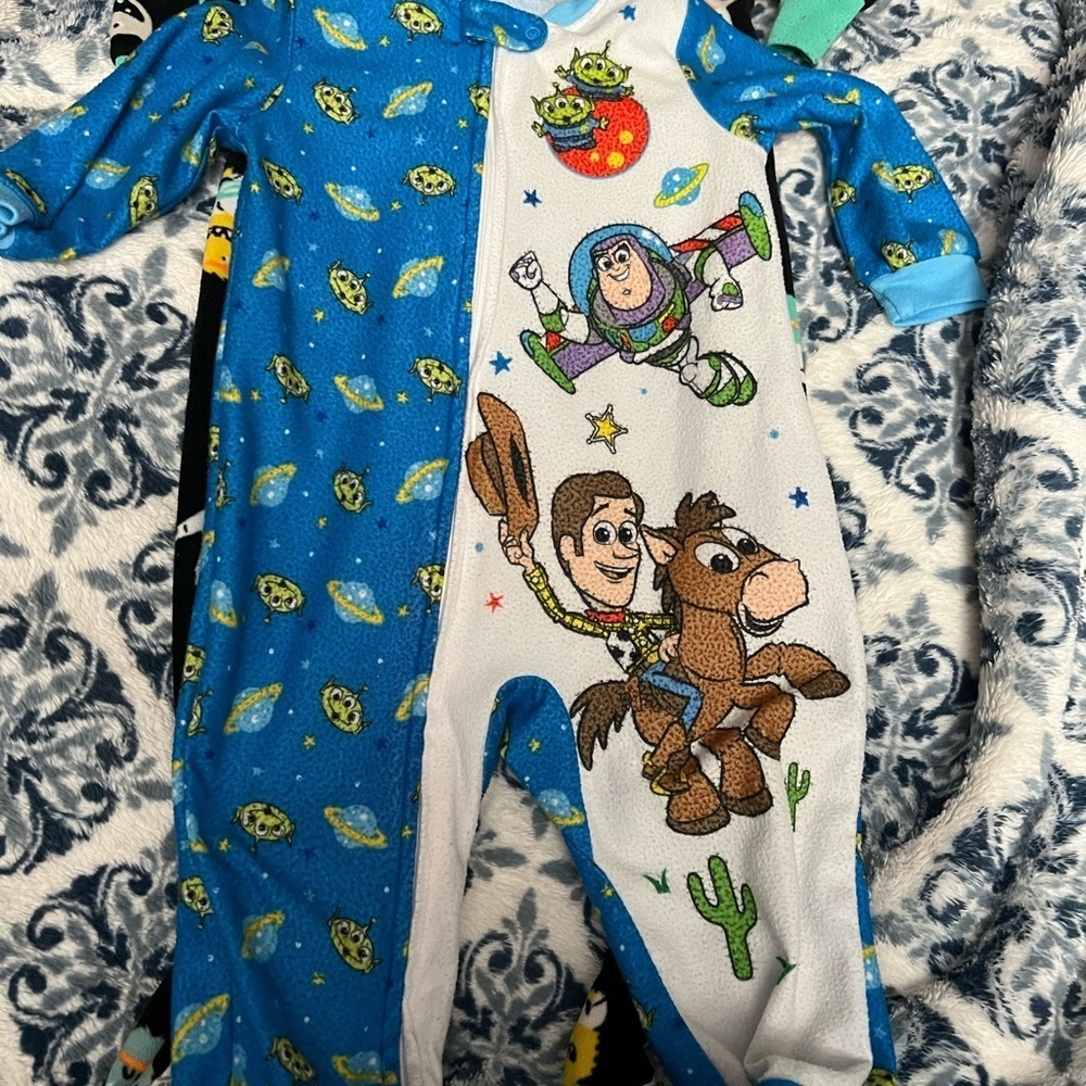 Disney Pixar Toy Story Pajama’s 18 month Baby Colorful Monsters 18 Footies pj’s - Picture 5 of 8
